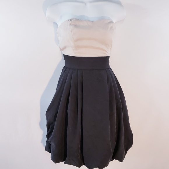 H &‎ M Strapless Dress Size 8 Bandeau Black Beige P - Picture 3 of 8